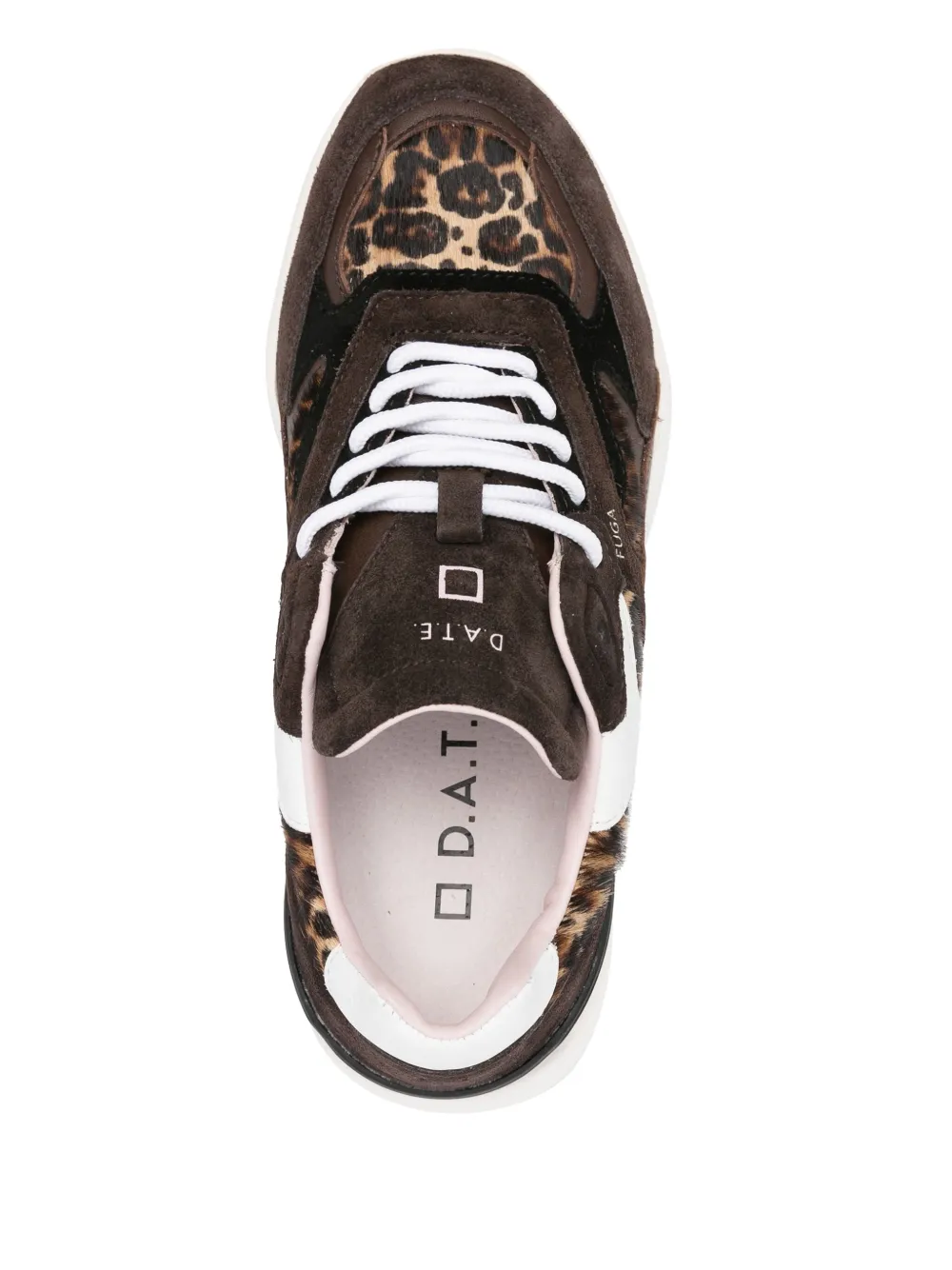 Date Leopard-print Panelled Low-top Sneakers In Brown