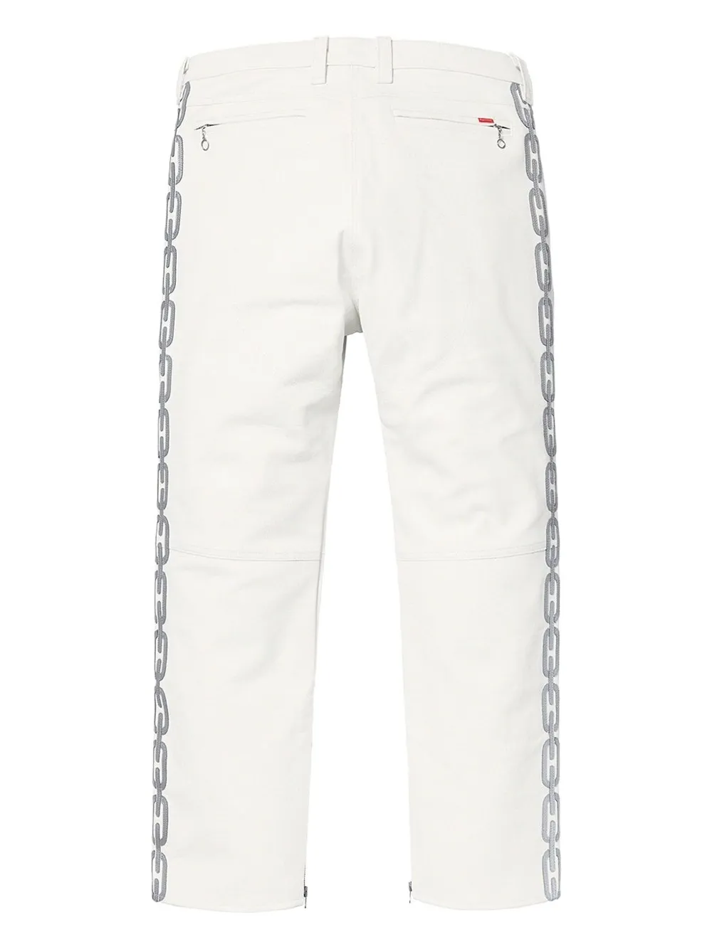 Supreme flame skull chain trousers - White