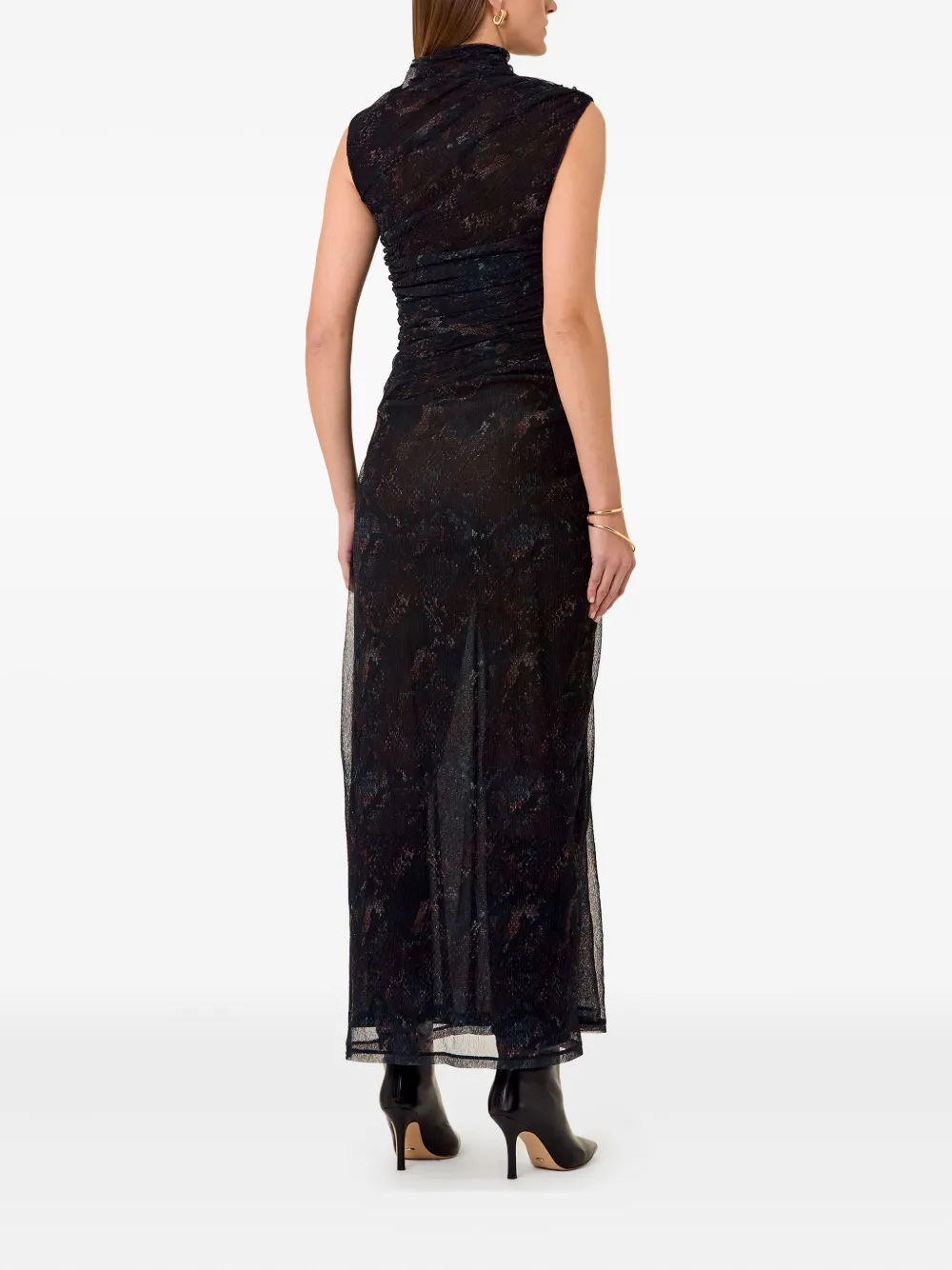 Nicholas Viona Ruched Snake-print Tulle Maxi Dress In Multi
