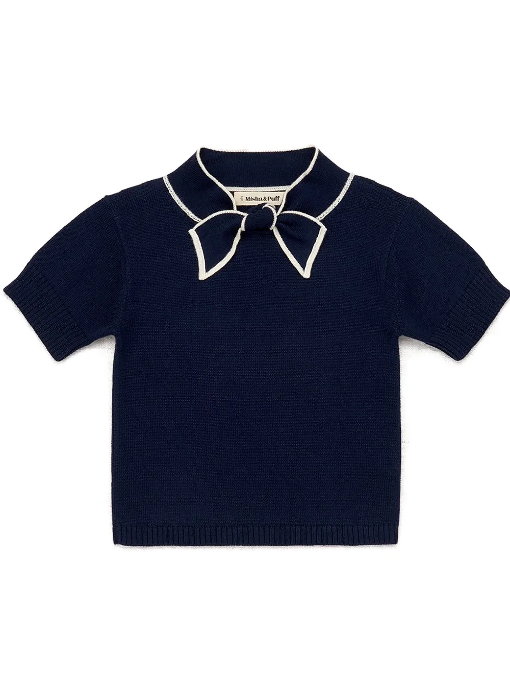 Misha And Puff Bow-detail Cotton T-shirt In Blue