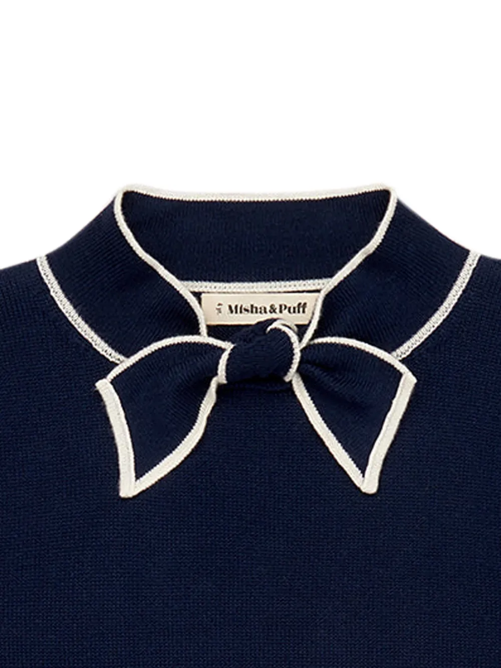 Misha & Puff bow-detail pima-cotton T-shirt - Blauw