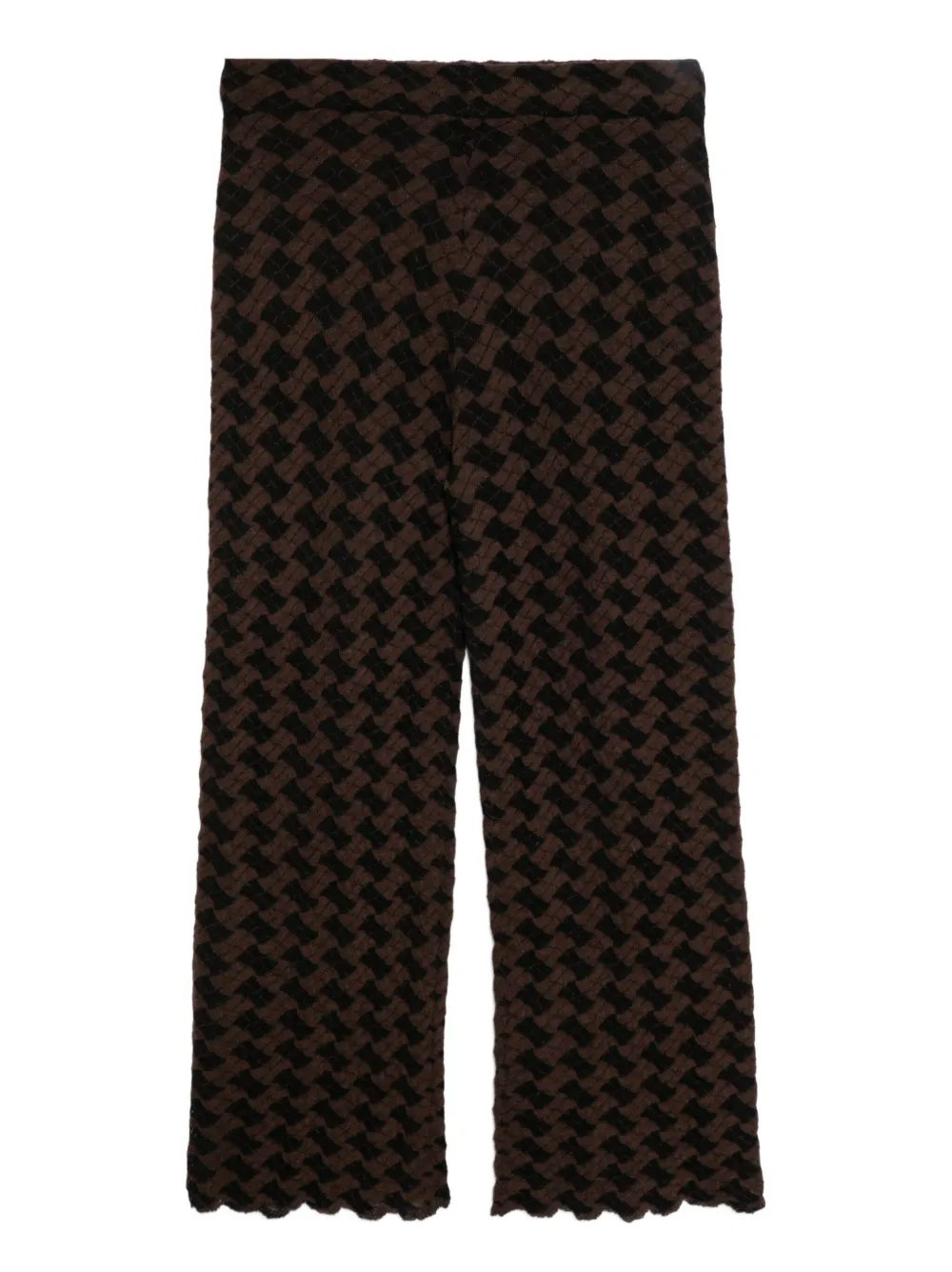 YANYAN KNITS basket-weave cropped trousers | Brown | Image 1