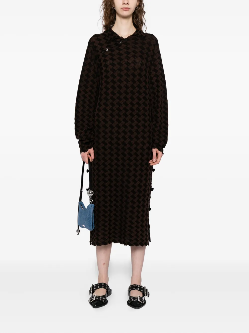 YANYAN KNITS jacquard wool dress - Bruin