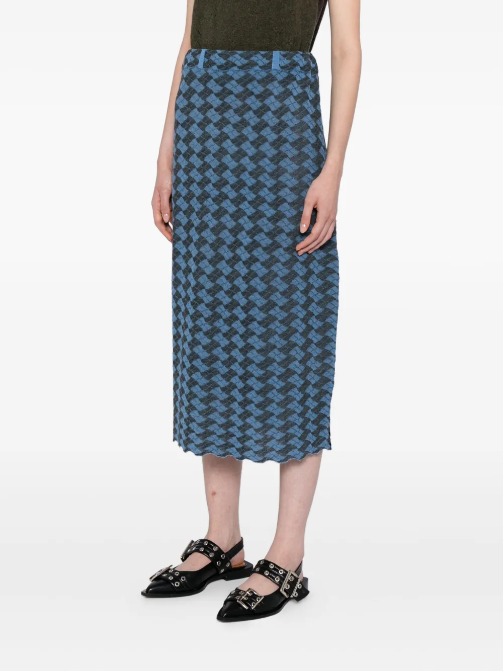 Yanyan Knits Jacquard Wool Shirt In Blue