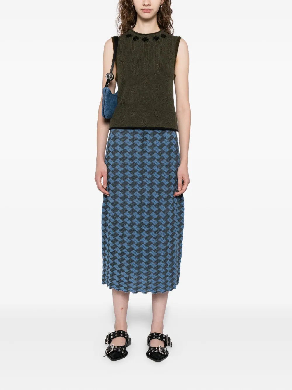 YANYAN KNITS jacquard wool shirt - Blauw
