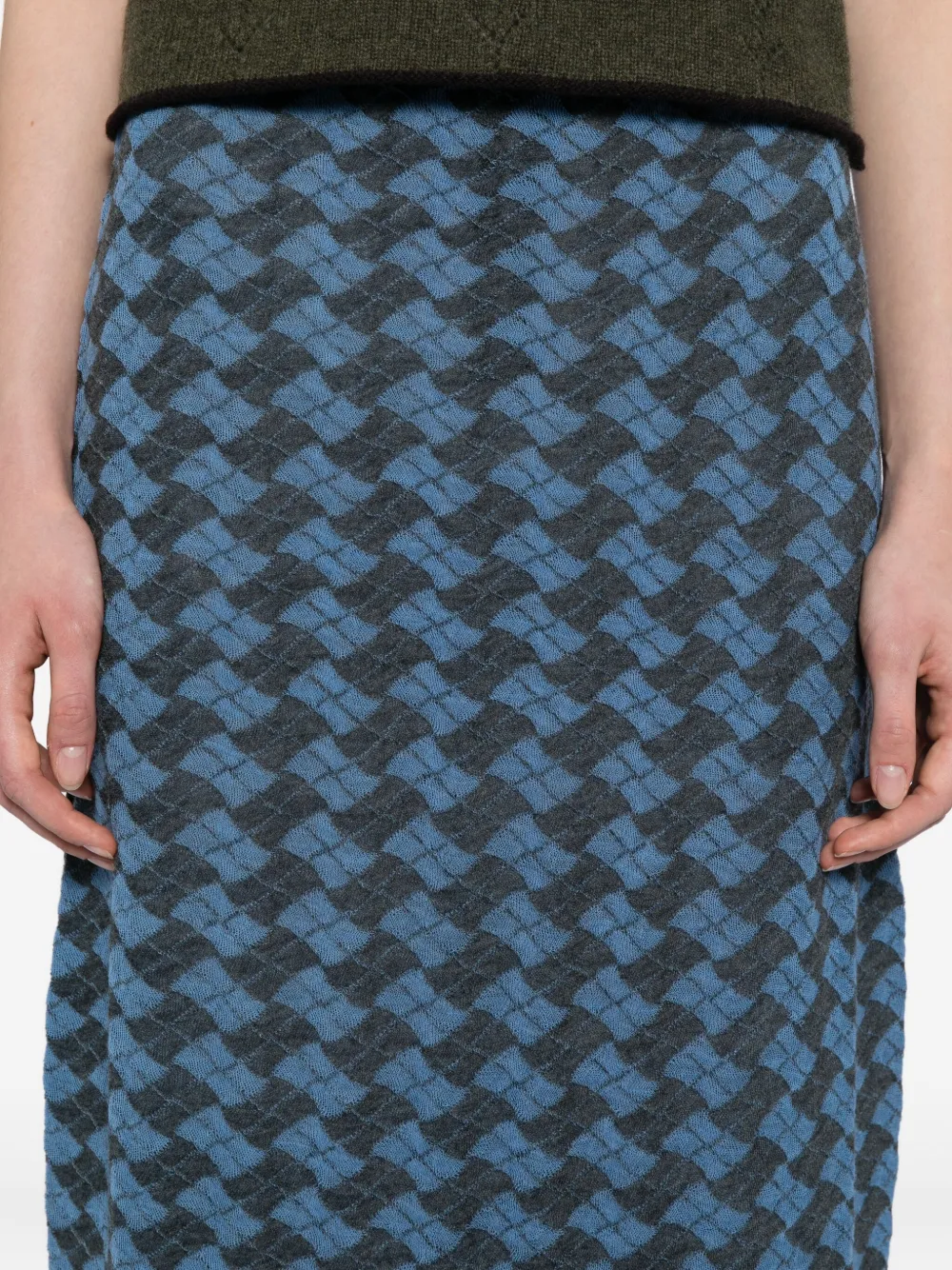 Yanyan Knits Jacquard Wool Shirt In Blue