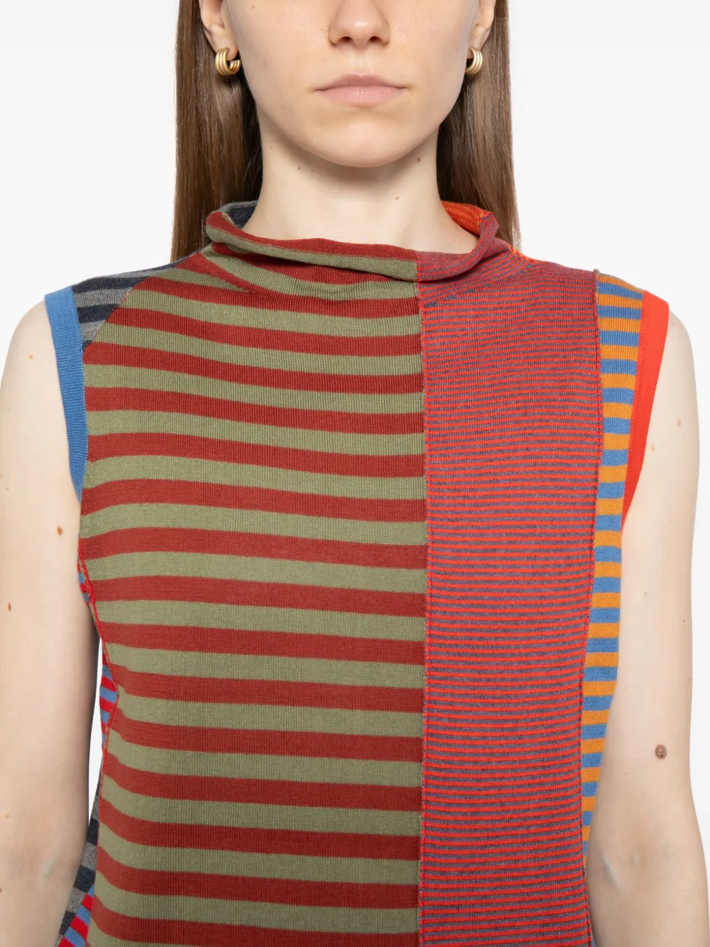Yanyan Knits Striped Mockneck Top In Multi