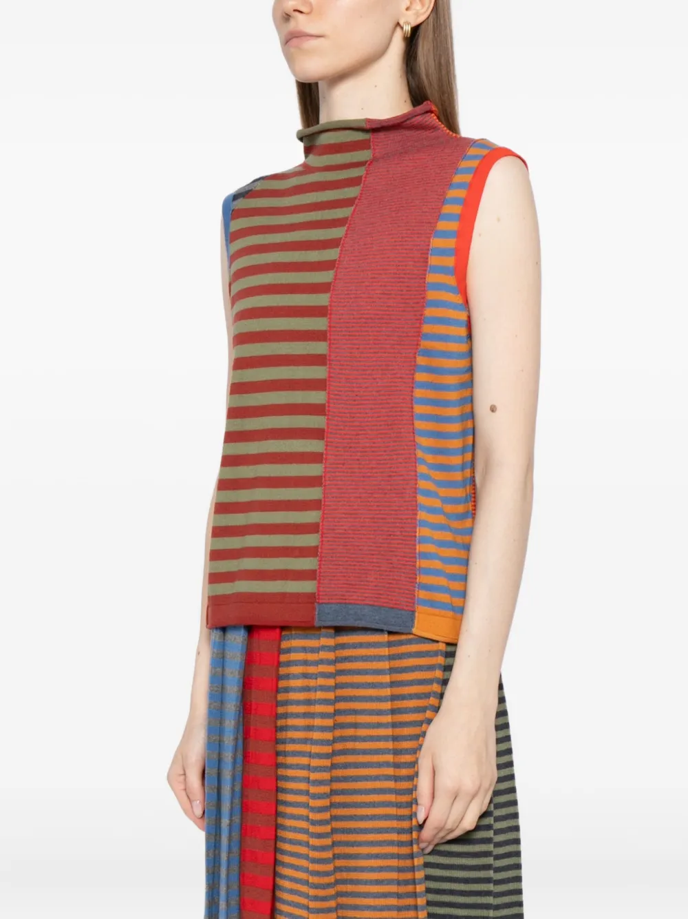 Yanyan Knits Striped Mockneck Top In Multi