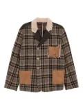 COMMUNS checked leather jacket - Brown