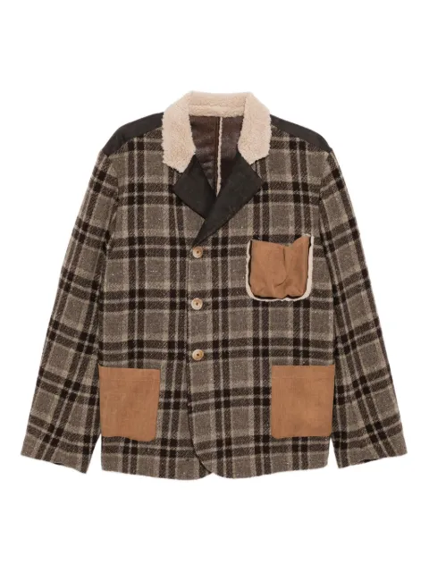 COMMUNS checked leather jacket
