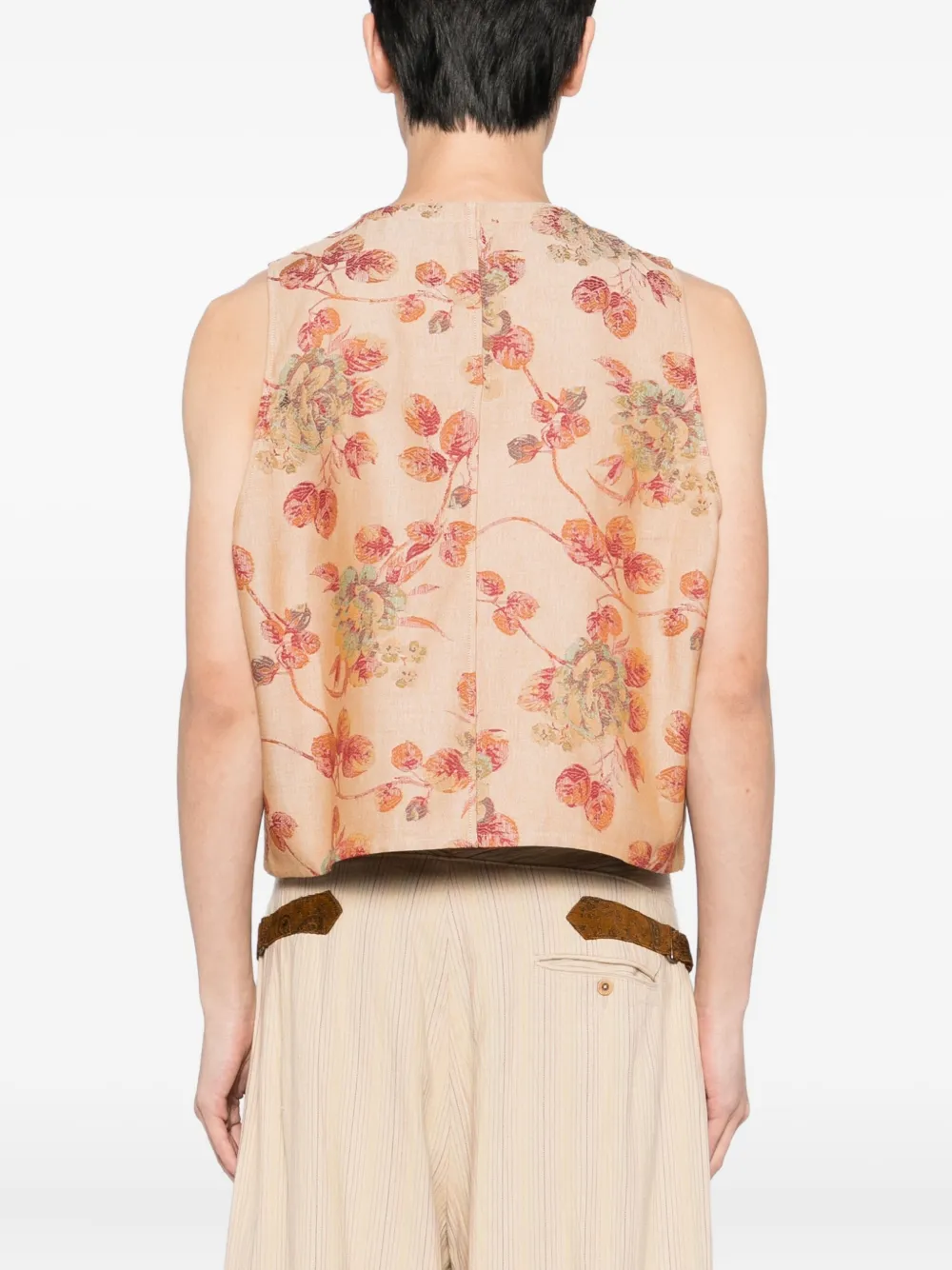 COMMUNS Gilet met geborduurde bloemen Rood