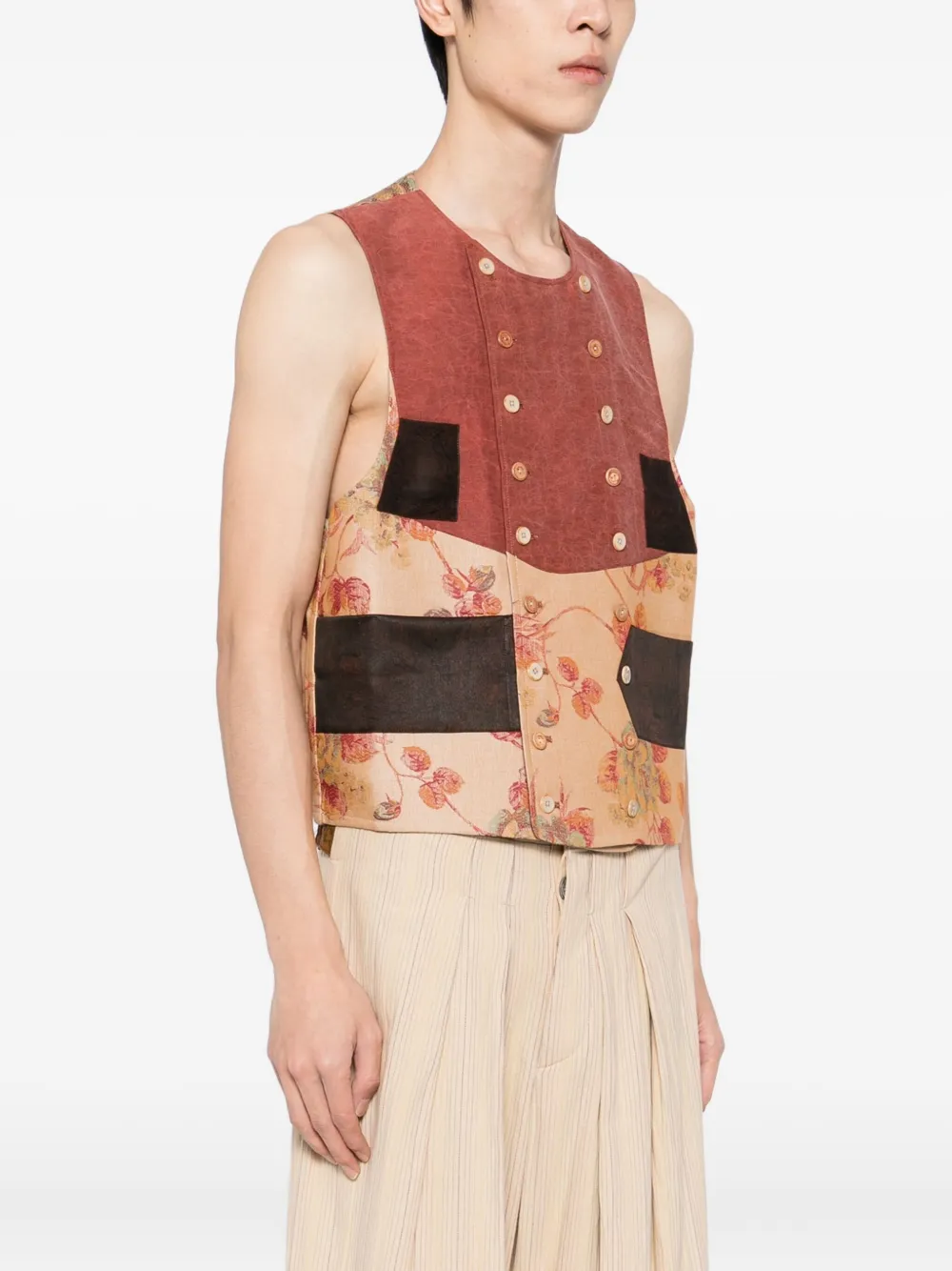 COMMUNS Gilet met geborduurde bloemen Rood