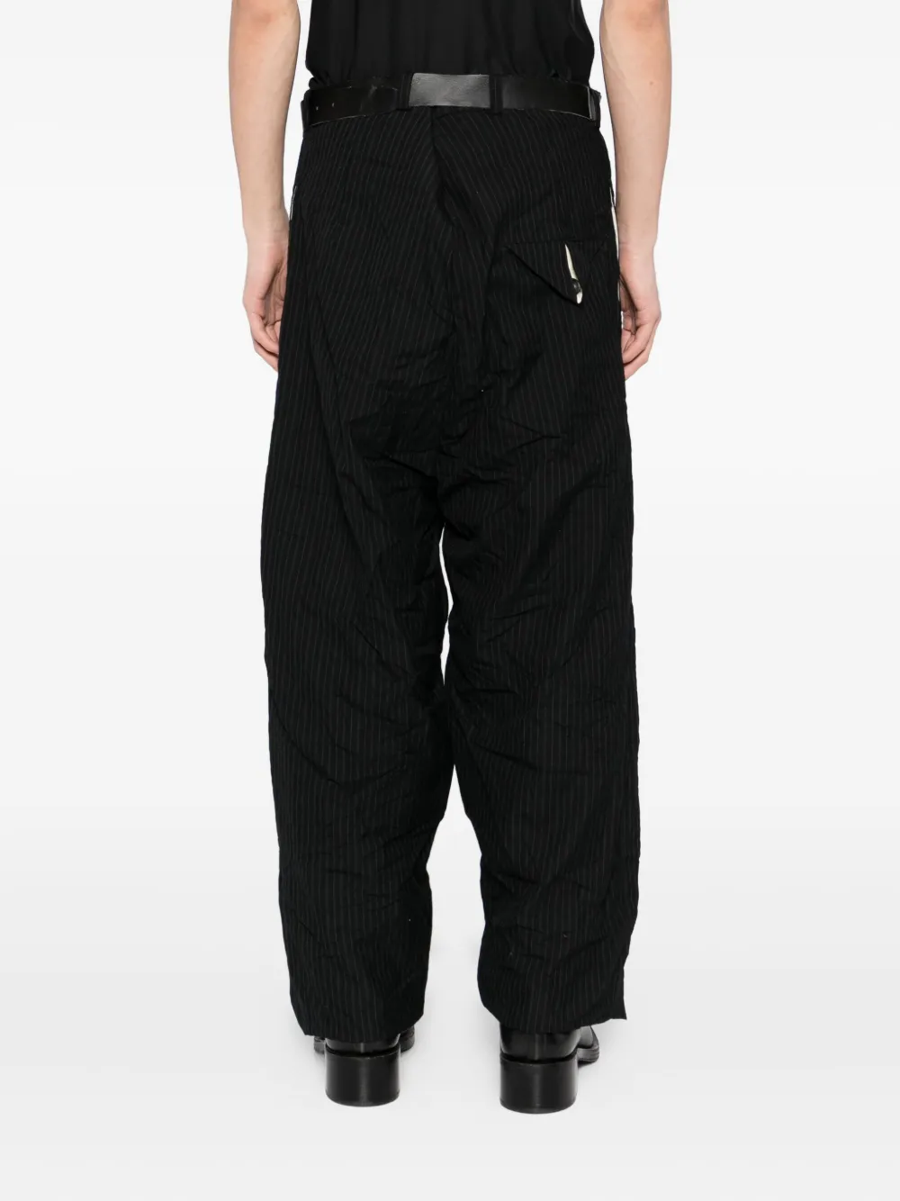 Paul Harnden Striped Trousers In Black