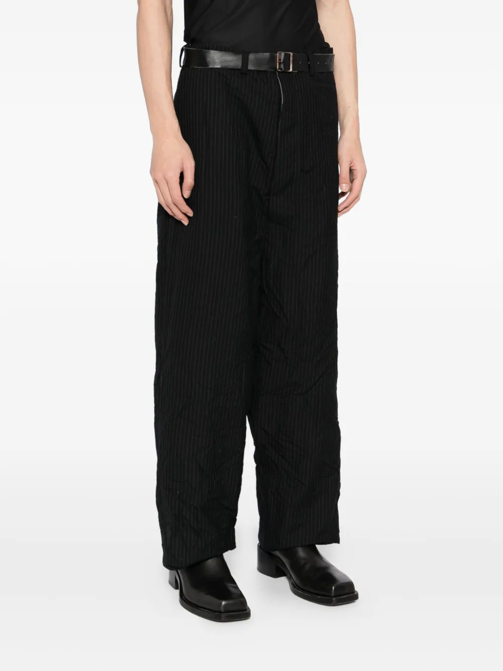 Paul Harnden Striped Trousers In Black
