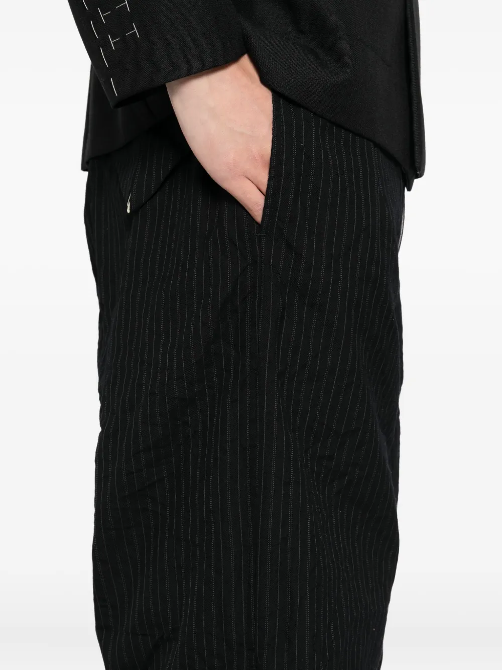 Paul Harnden Striped Trousers In Black