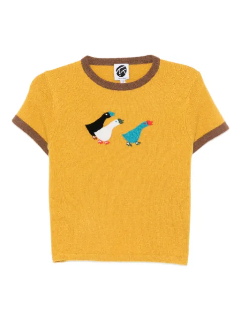 YANYAN KNITS geese-embroidered T-shirt