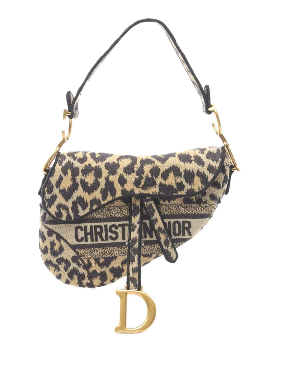Christian Dior Pre-Owned 2000-2025 Mizza Canvas Embroidered Leopard Saddle Bag shoulder bag | Brown | Image 1