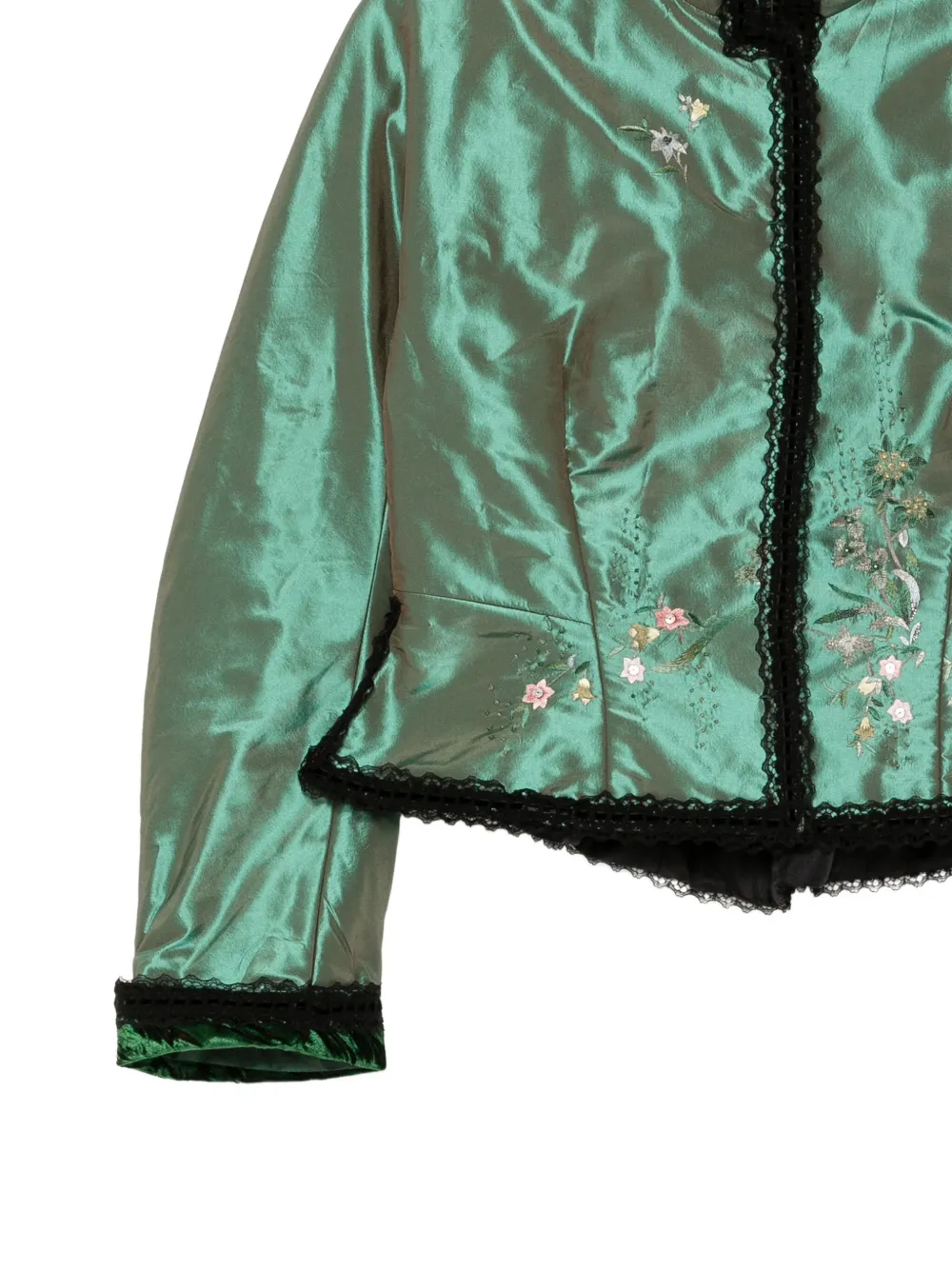 Shiatzy Chen Scape-of-curve Cropped Jacket In Green