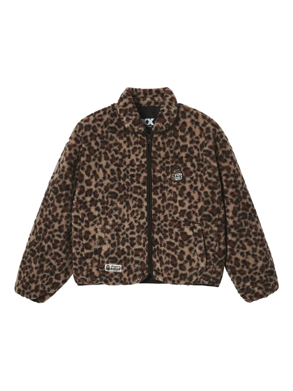 Fingercroxx Leopard-print Fleece Jacket In Brown