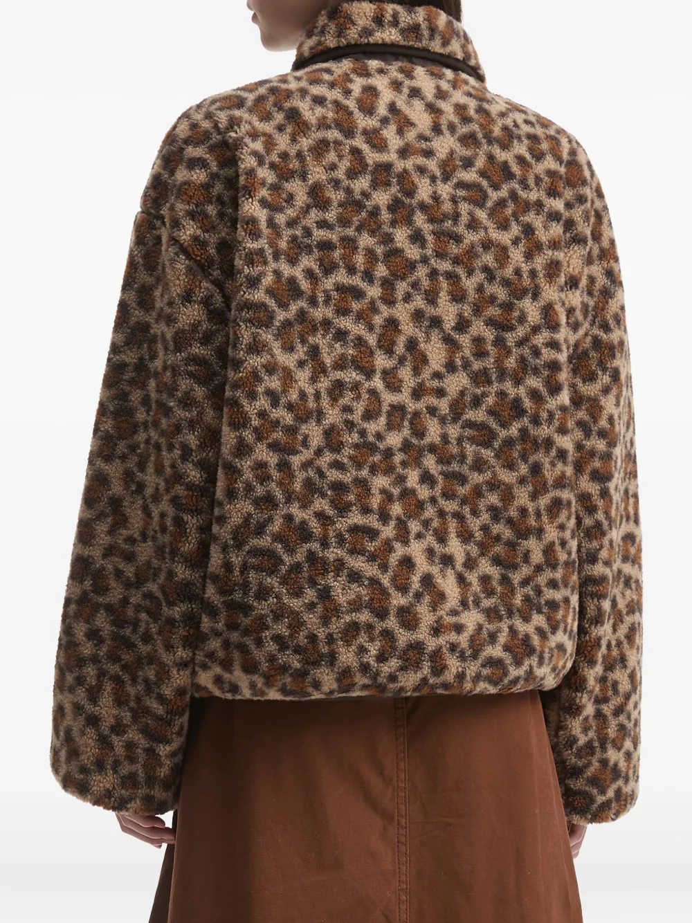 Fingercroxx Leopard-print Fleece Jacket In Brown