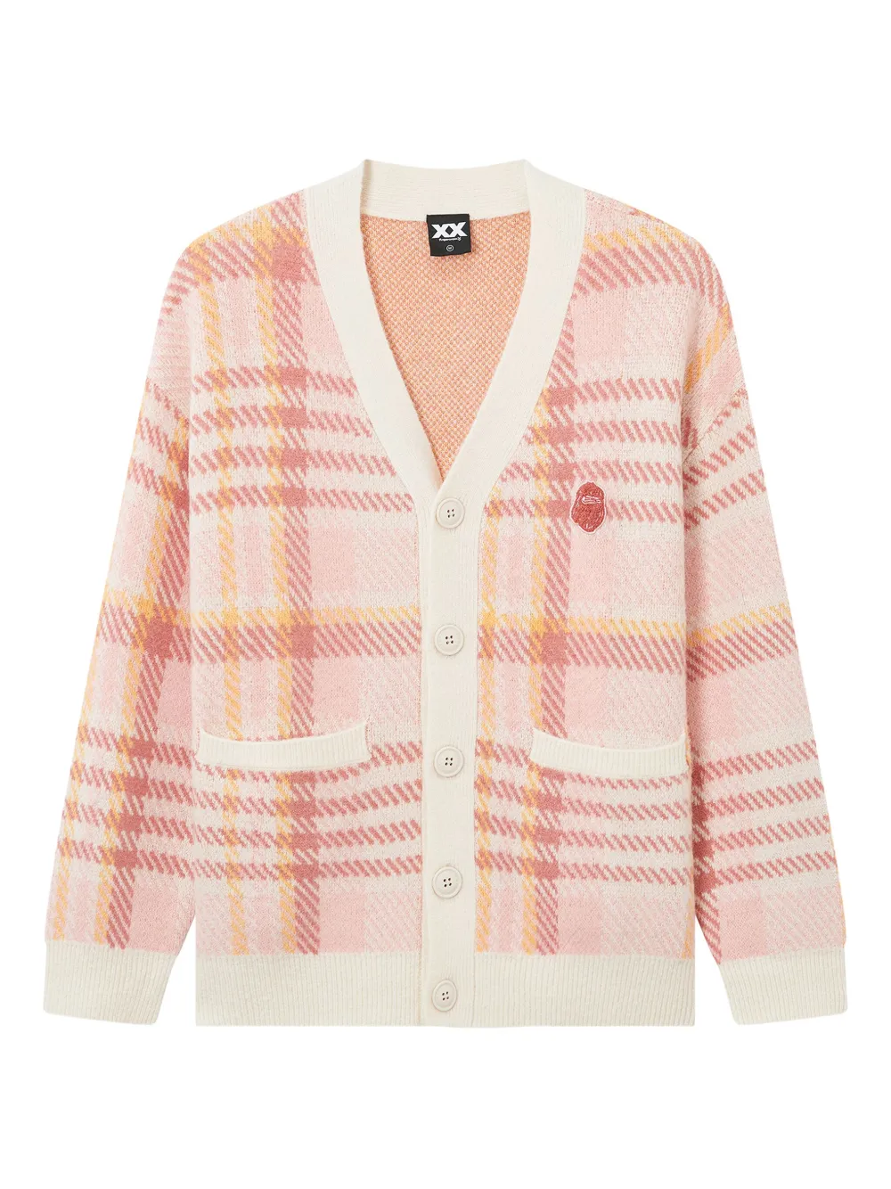 Fingercroxx Plaid Button Cardigan In Pink