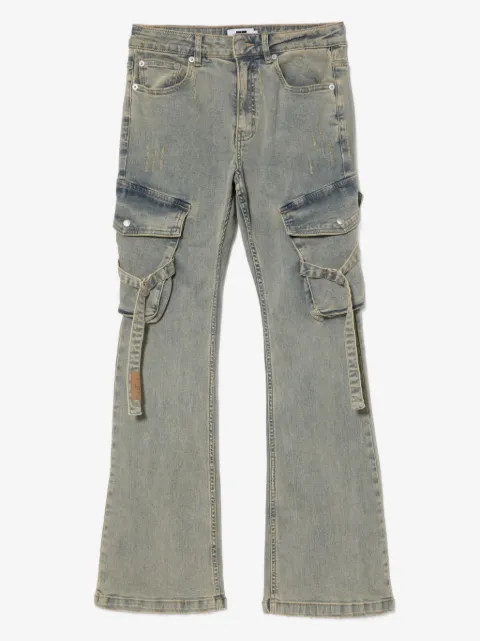 izzue logo-patch bootcut jeans