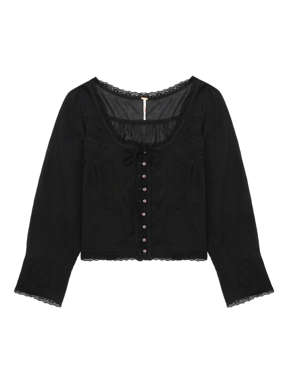 Free People Lace-trimmed Shirt In Black