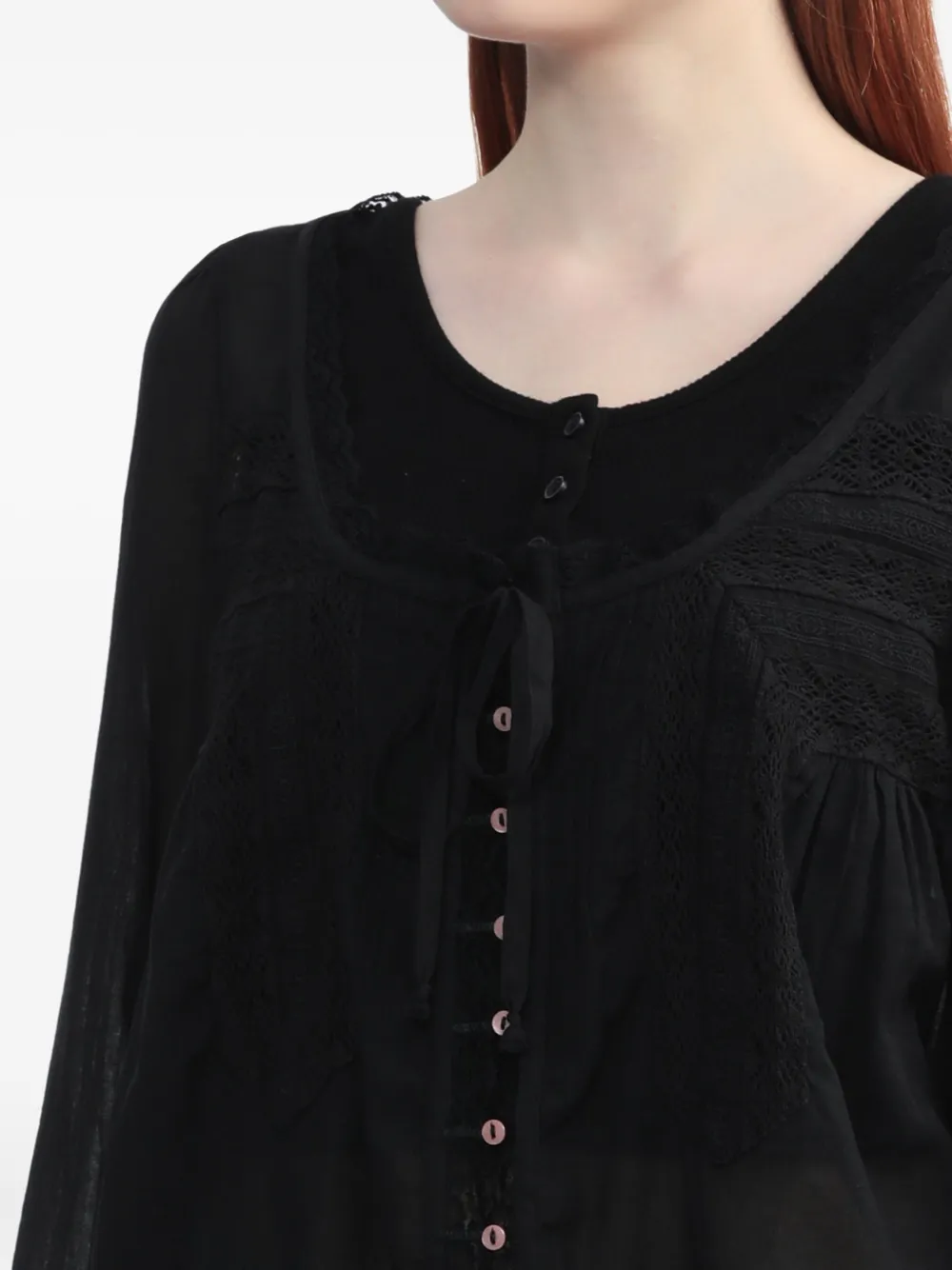 Free People Lace-trimmed Shirt In Black