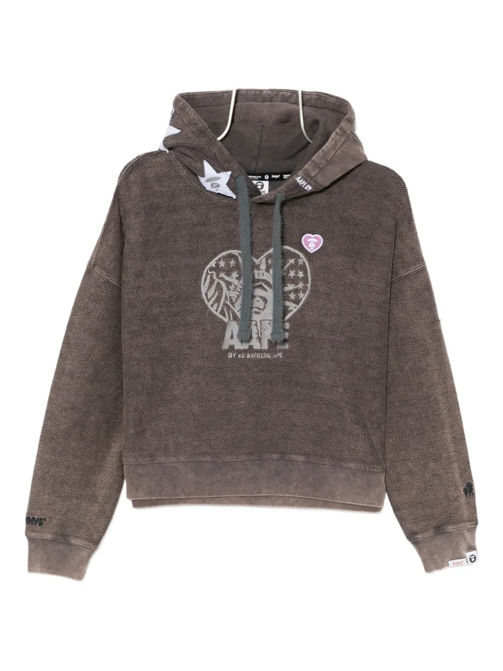 Aape By A Bathing Ape Logo-embroidered Hoodie In Gray