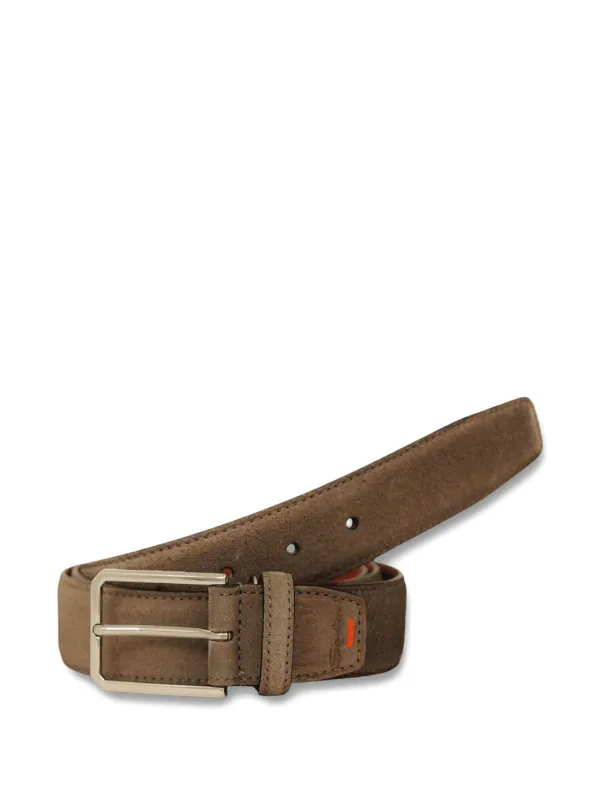 Santoni Suede Buckle Belt in Brown