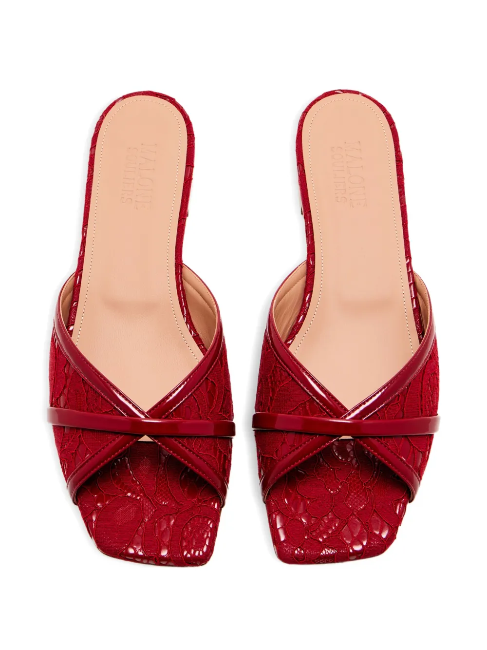 Malone Souliers Sandalen met leren bandje en kanten vlak Rood