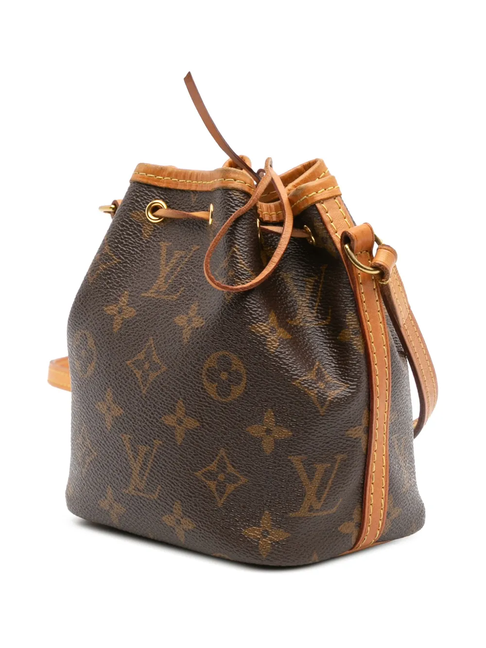 Pre-owned Louis Vuitton 2018 Monogram Nano Noe Bucket Bag In Brown