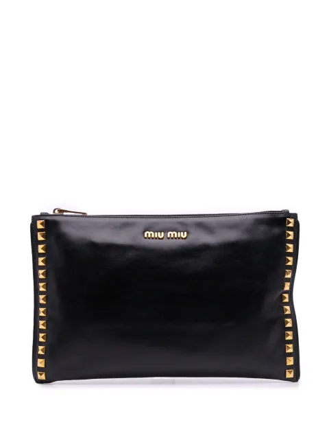 Miu Miu Pre-Owned 2010-2025 Studded Leather Zip clutch bag