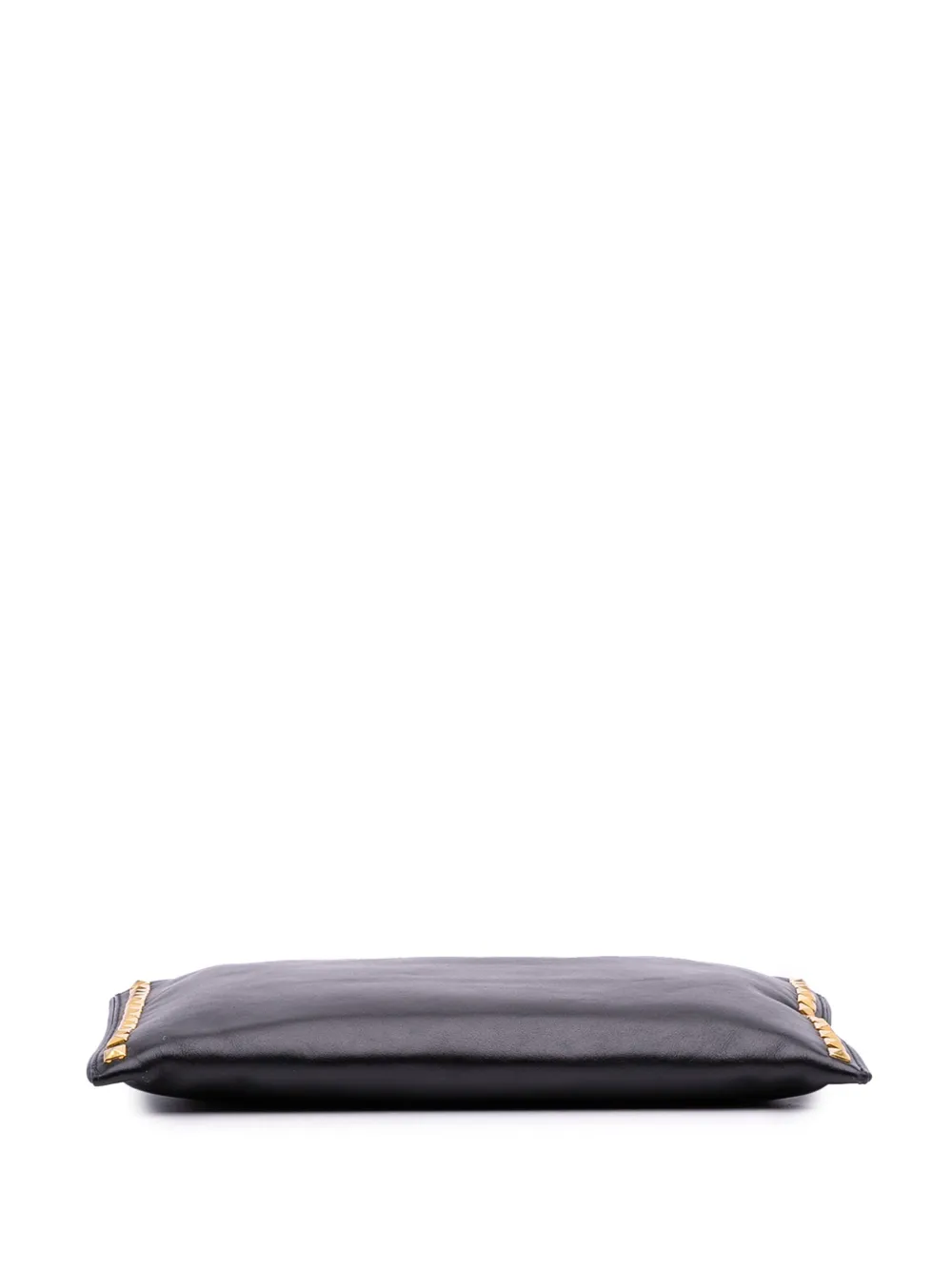 Pre-owned Miu Miu 2010-2025 Studded Leather Zip Clutch Bag In Black