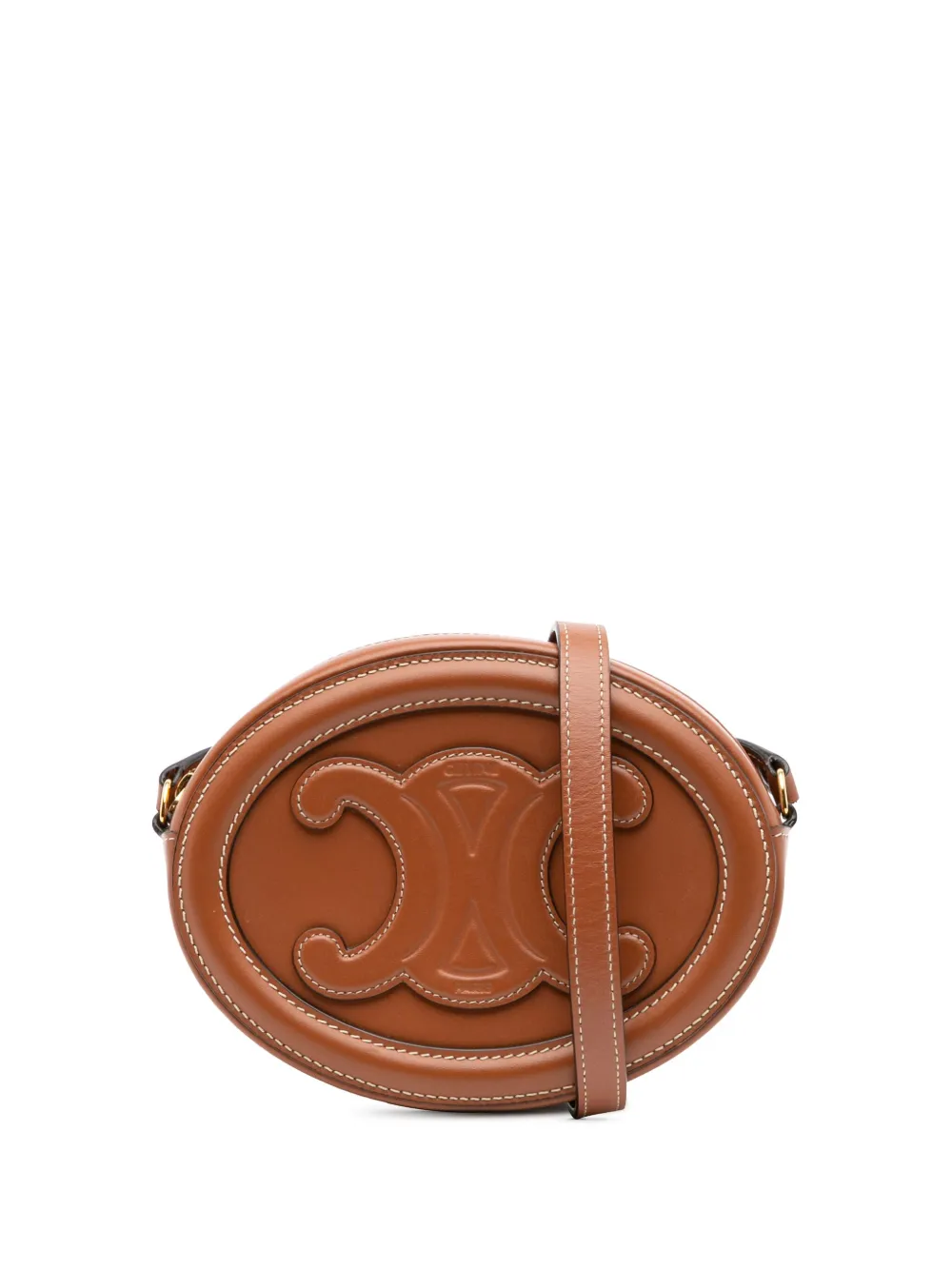 Celine Pre-Owned 2021 スモール カーフスキン キュイル トリオンフ オーバル ショルダーバッグ - ブラウン Celine Pre-Owned 2021 スモール カーフスキン キュイル トリオンフ オーバル ショルダーバッグ - ブラウン