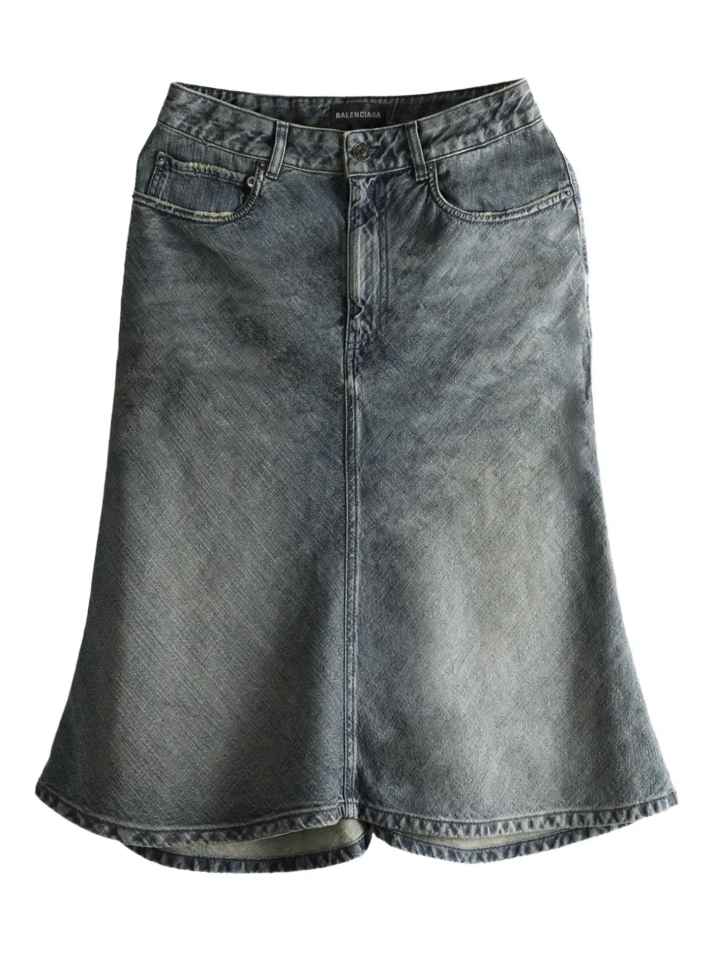 Balenciaga Denim A-line Midi Skirt In Blue