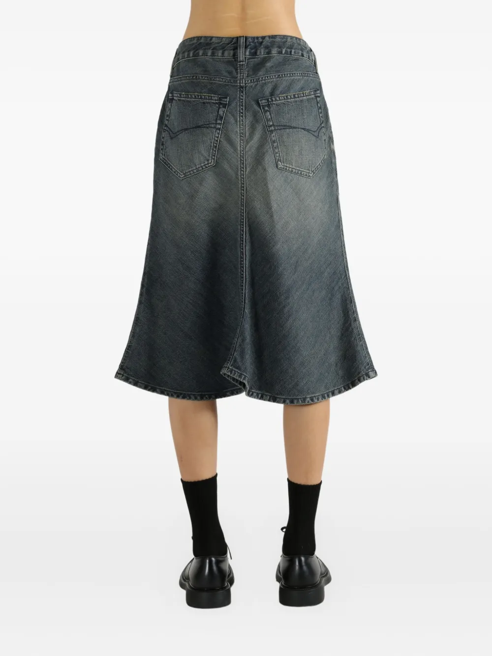 Balenciaga Denim A-line Midi Skirt In Blue