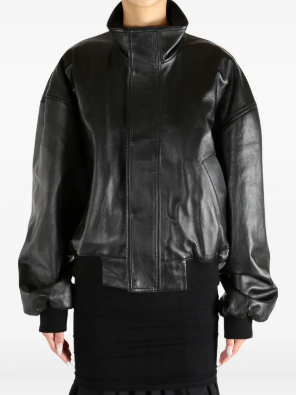 Balenciaga high-neck Leather Bomber Jacket | ブラック | FARFETCH JP