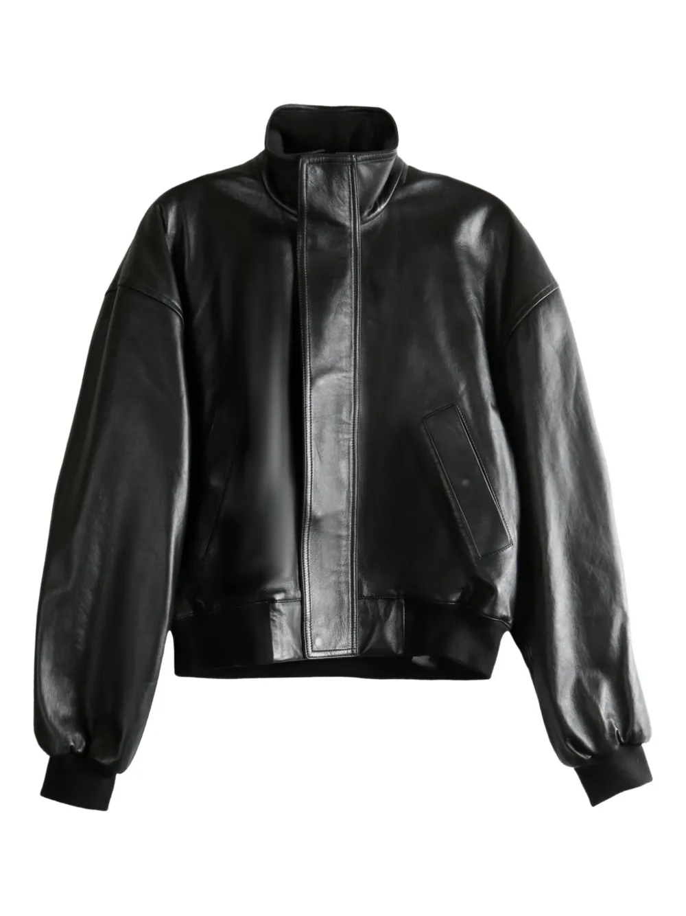 Balenciaga high-neck leather bomber jacket | Black | Image 1