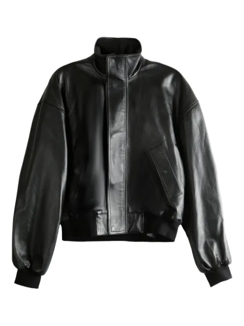 Balenciaga high-neck leather bomber jacket