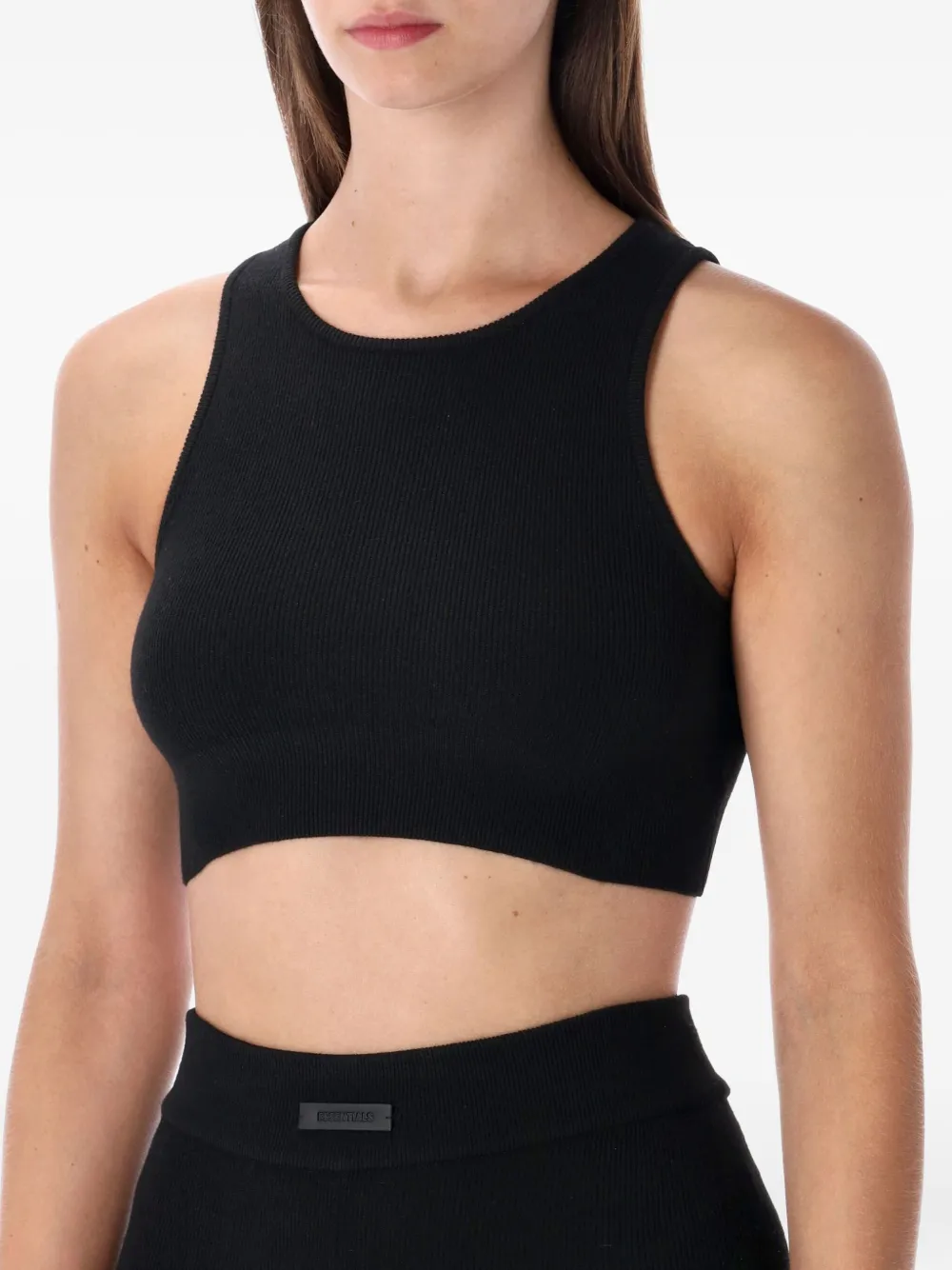 Essentials Fine-ribbed Tank Top In Black