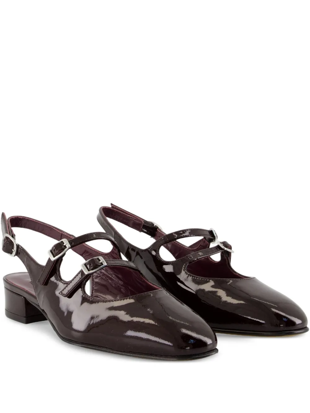 Carel Paris 25mm Peche buckle-detail patent-leather pumps Brown