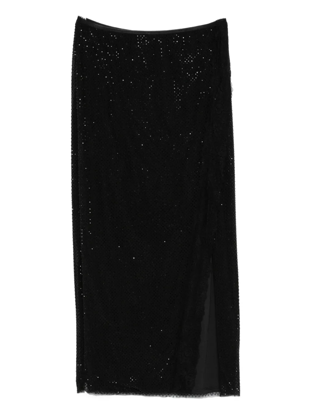 Self-portrait Fitted Midi Skirt With Subtle Shimmer In Black