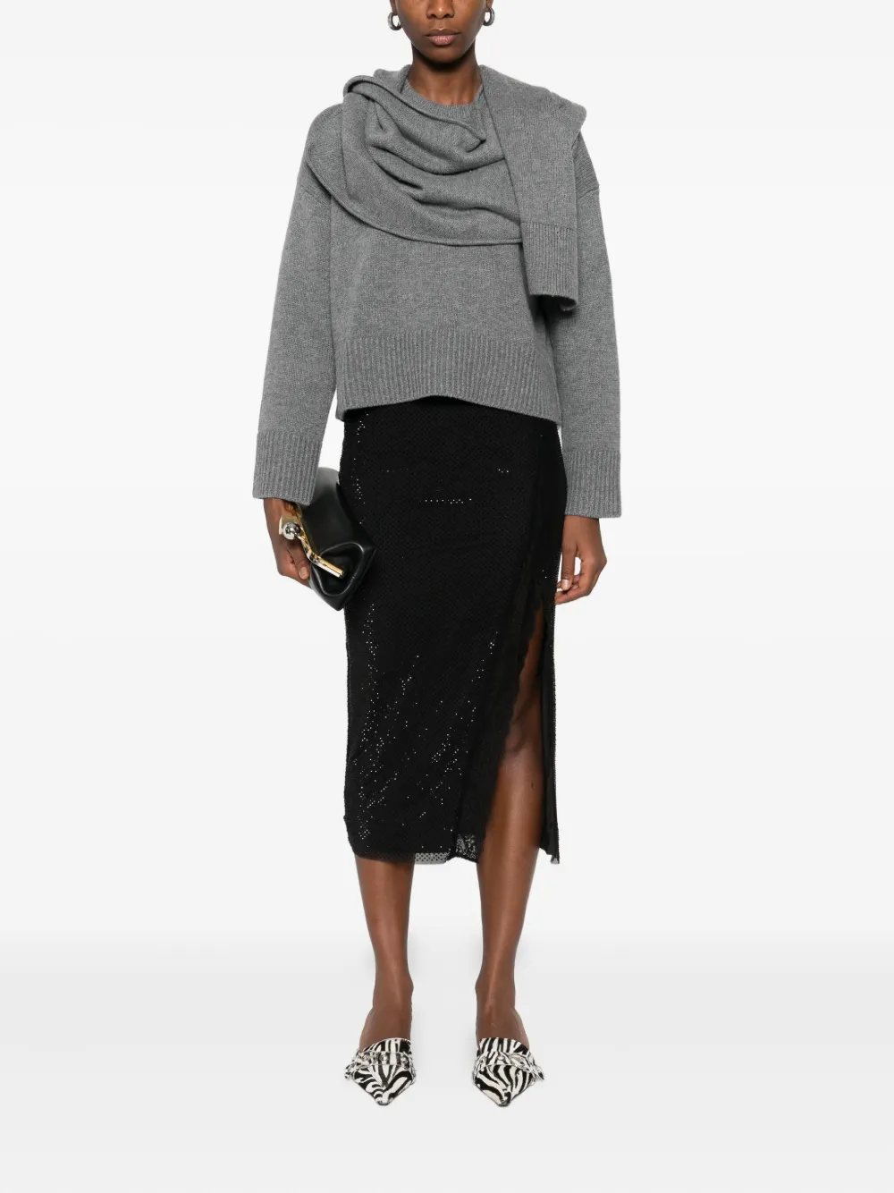Self-Portrait crystal-embellished skirt - Zwart