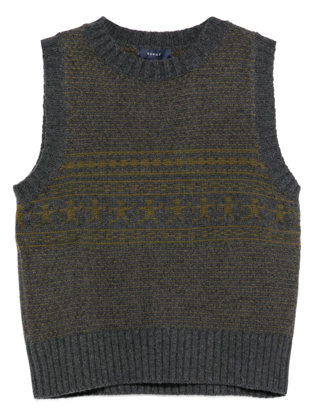 Soeur Fairisle sleeveless knitted top | Grey | Image 1