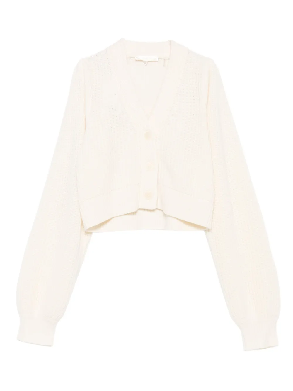 LoveShackFancy V-neck ribbed cardigan | White | Image 1