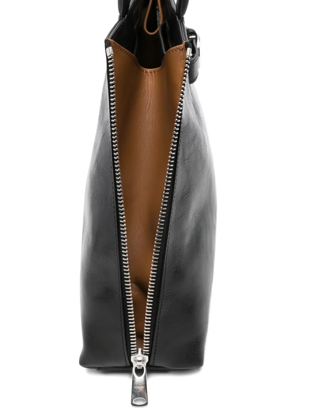 Coperni Structured Trapezoidal Black Calfskin Shoulder Bag In Purple