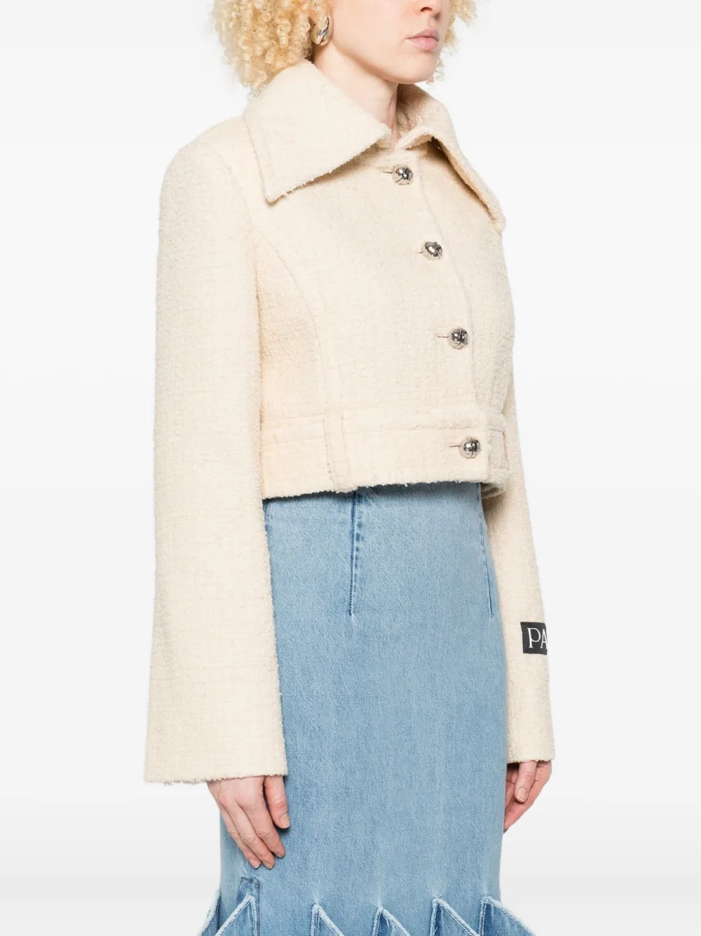 Patou Textured Cropped Jacket In Neutral