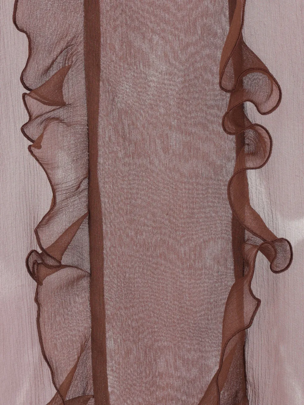 Phaeonia Vienna Ruffle-trimmed Silk Top In Brown
