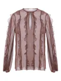 phaeonia Vienna ruffle-trimmed silk top - Brown